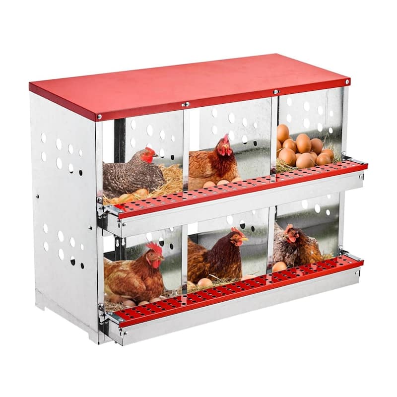 6-Hole Wall-Mounted Metal Chicken Nests Boxes Laying Eggs - 6-Hole