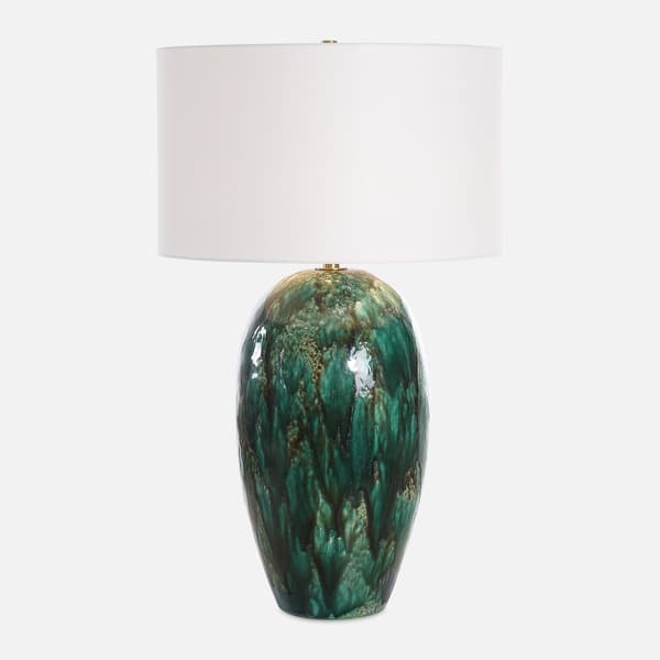 slide 2 of 6, Uttermost Ceralene Green Table Lamp