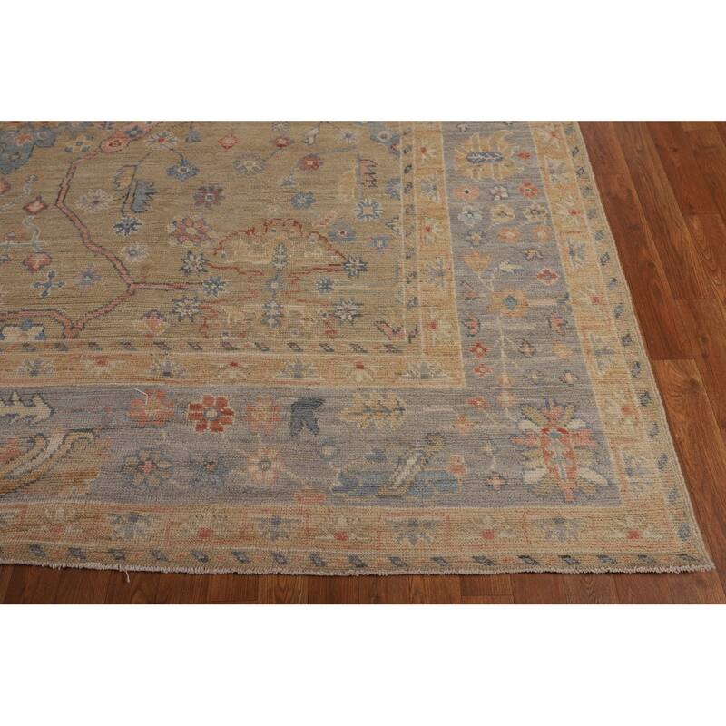 Vegetable Dye Oushak Oriental Large Area Rug Hand-Knotted Wool Carpet - 9'11"x 14'3"