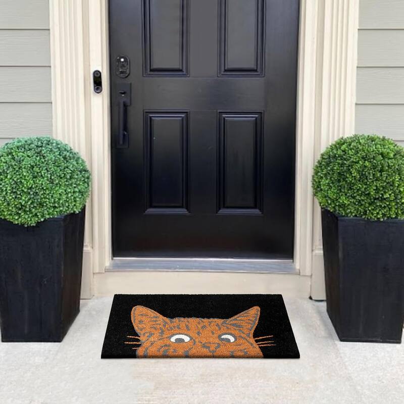 A1HC Natural Coco Coir Door Mat with Heavy Duty Non-Slip PVC Backing - 18" x 30" - Easy to Clean