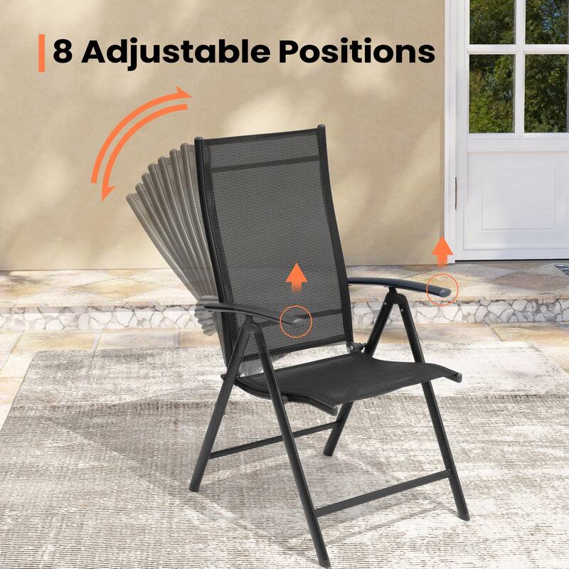 Pellebant Outdoor Durable Adjustable Reclining Folding Chair