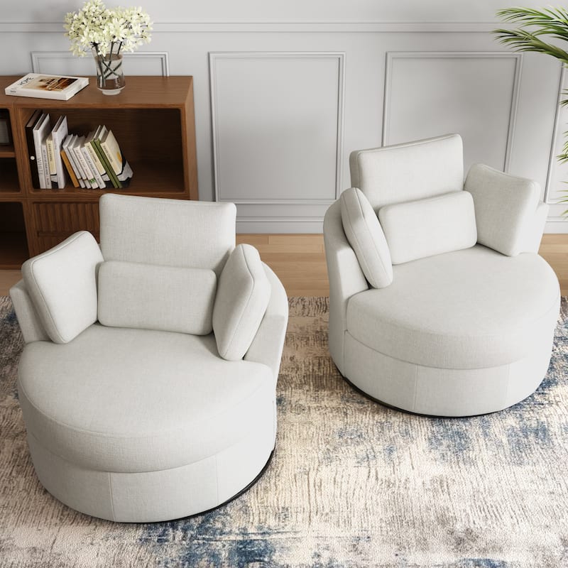 Upholstered Barrel Swivel Accent Chairs