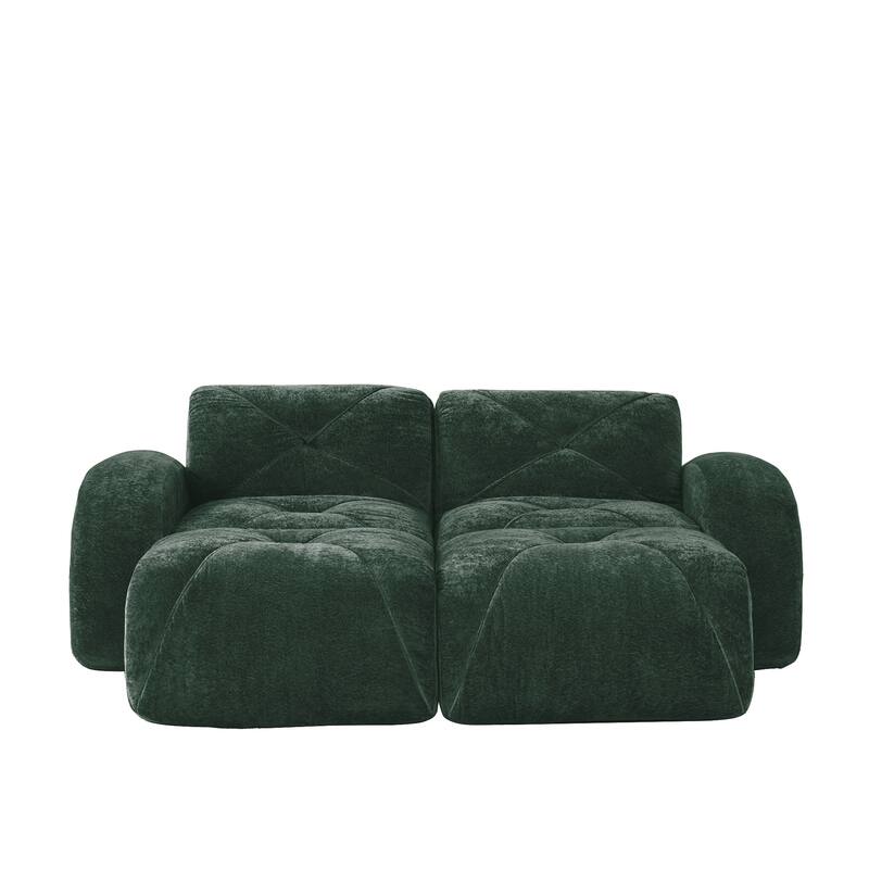 Velvet Tufted Loveseat Sofa Modular Couch, Boneless Deep Seat 2-Seater Couch, Available with/without Ottoman