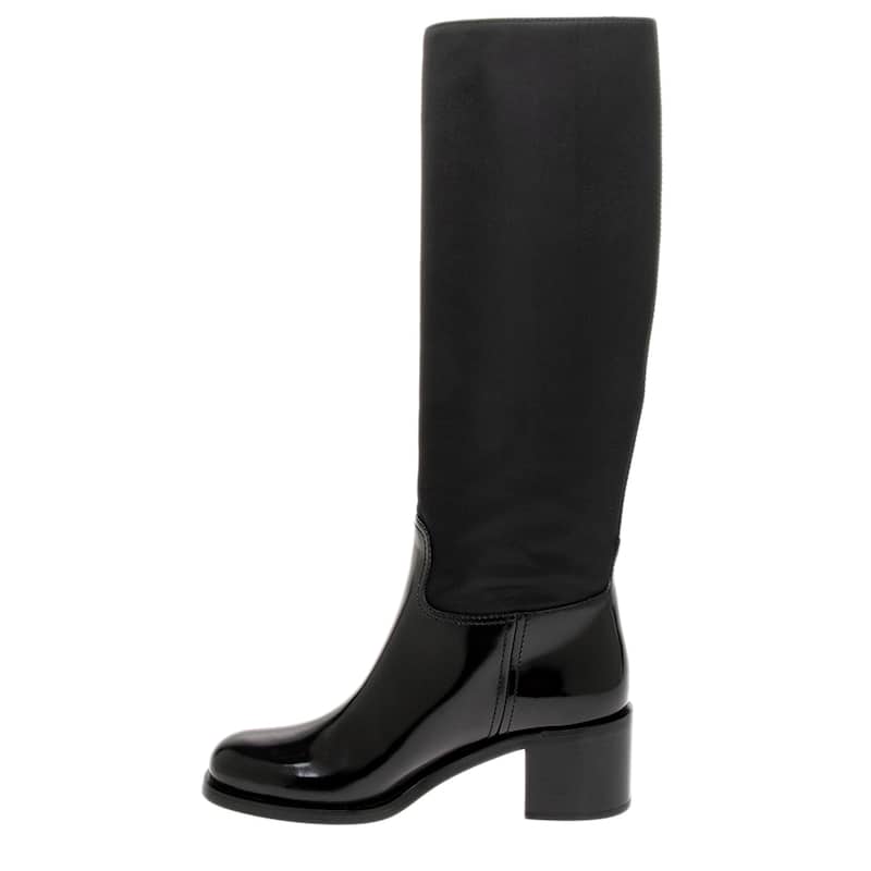 Prada Re-Nylon and Brushed Leather Knee-High Boots