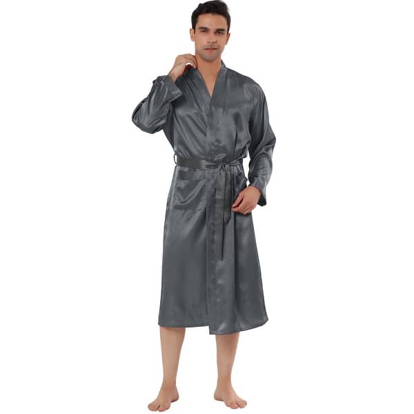 mens ankle length dressing gown Men's Robe Woburn 8 Silk Satin Black