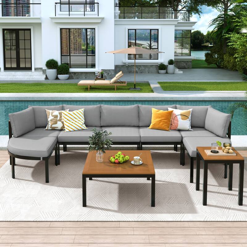 Modern Patio Sectional Sofa Set with Cushions