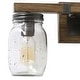 preview thumbnail 6 of 5, Farmhouse 3-light Faux Wood Bathroom Vanity Lighting Glass Wall Sconce - W21"xH9"xE6"