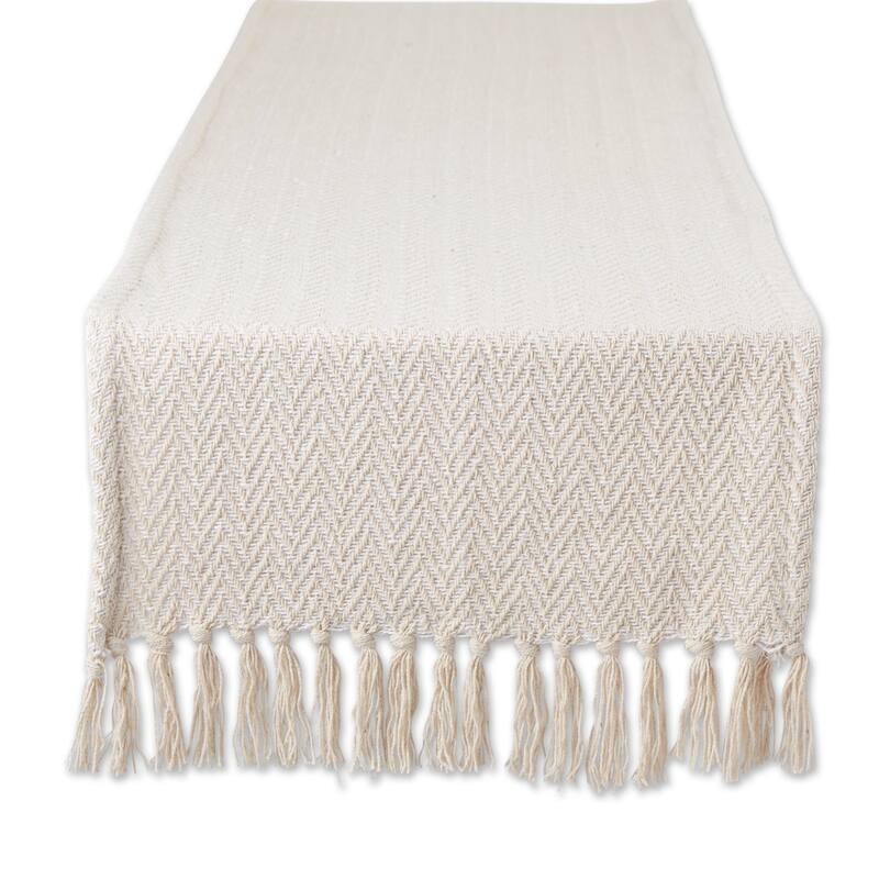 Chevron Handloom Table Runner - 15x72" - Off-White