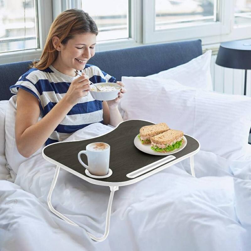 Laptop Stand for Bed Foldable Table with Cup Holder Bed Desk for Laptop,Drinks, Snacks