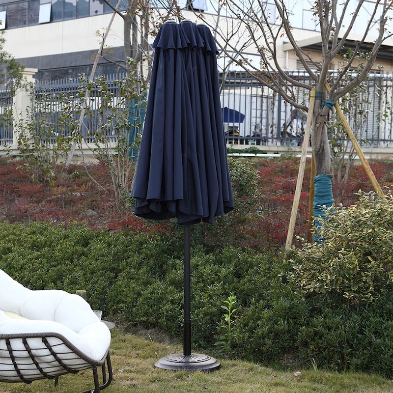 14.8 ft. x 8.8 ft. Market Double-Sided Outdoor Patio Umbrella w/Crank