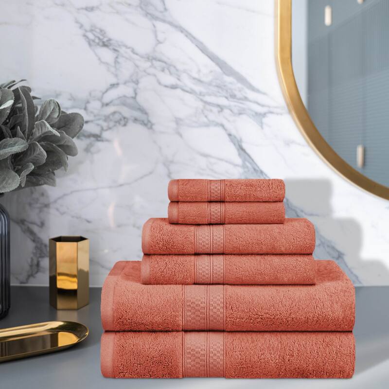 Superior Rayon from Bamboo and Cotton 6-Piece Towel Set - Salmon
