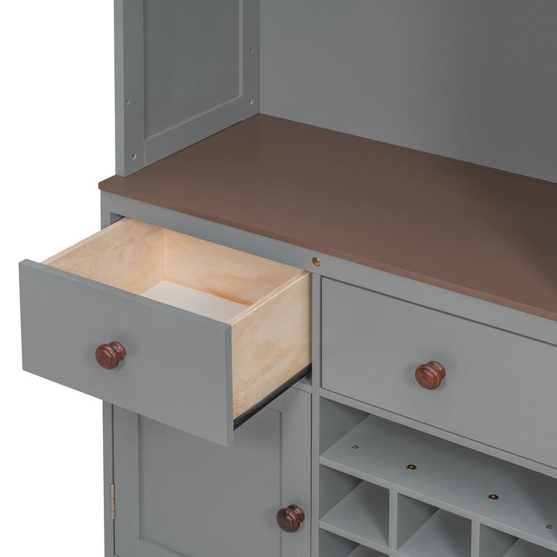 Functional Queen Murphy Bed with Side Cabinet, Wine Storage, and LED Mood Lighting