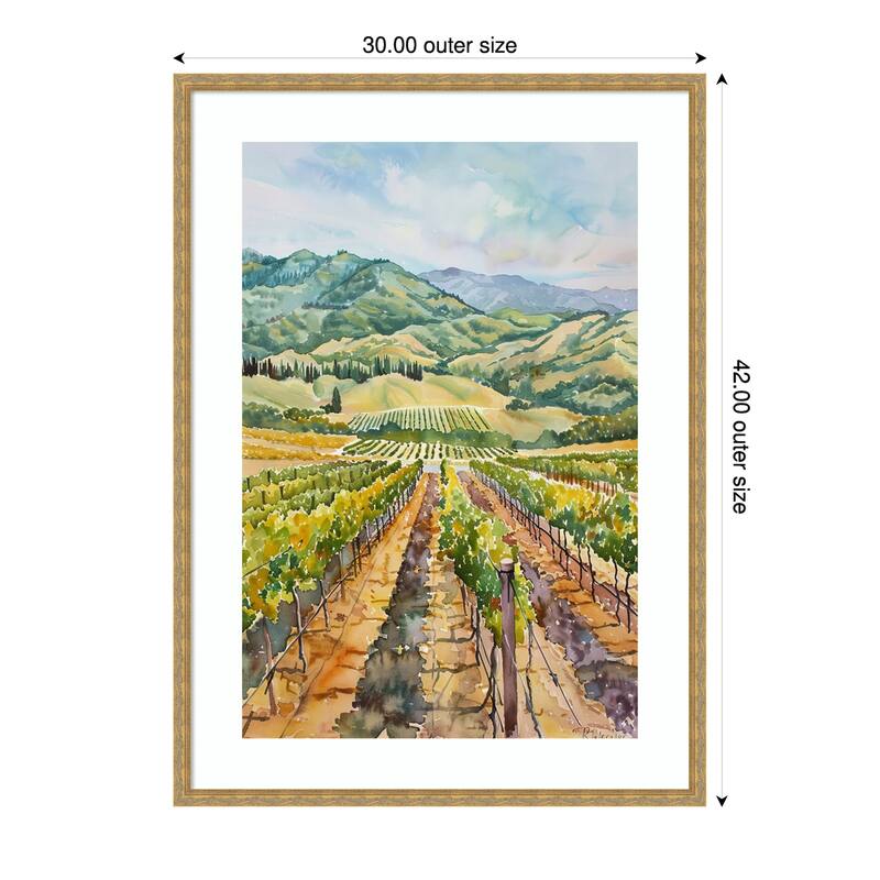 Raising Crops No. 1 by Tradelink inhouse artist Wood Framed Wall Art Print - Mila Dark Gold - 30 x 42 in