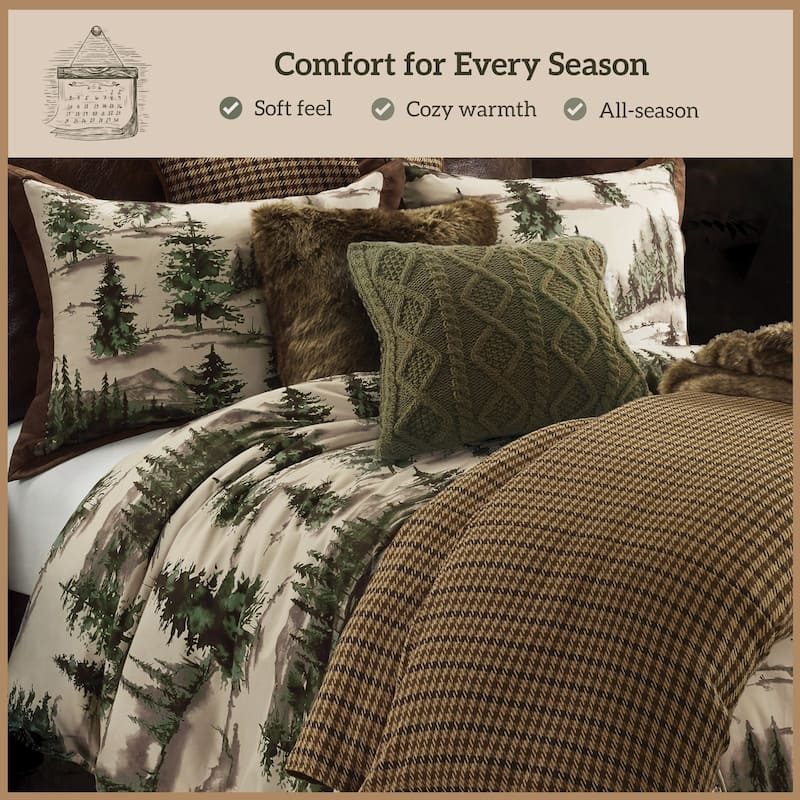 Paseo Road Joshua Pine Tree Print Western Lodge Rustic Cabin Cotton 3 Piece Comforter Set