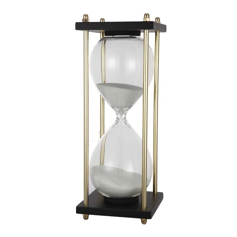 Set of 2, 4x4x9" Hour Glass In Stand (Approx.30Minutes), White - White