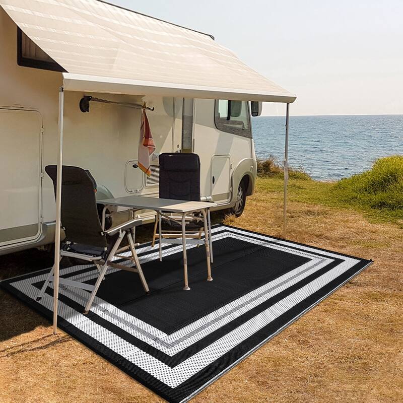 Outdoor Plastic Straw Rug Waterproof Outdoor Rug Reversible Plastic Camping Rugs for Patio Porch Deck Backyard