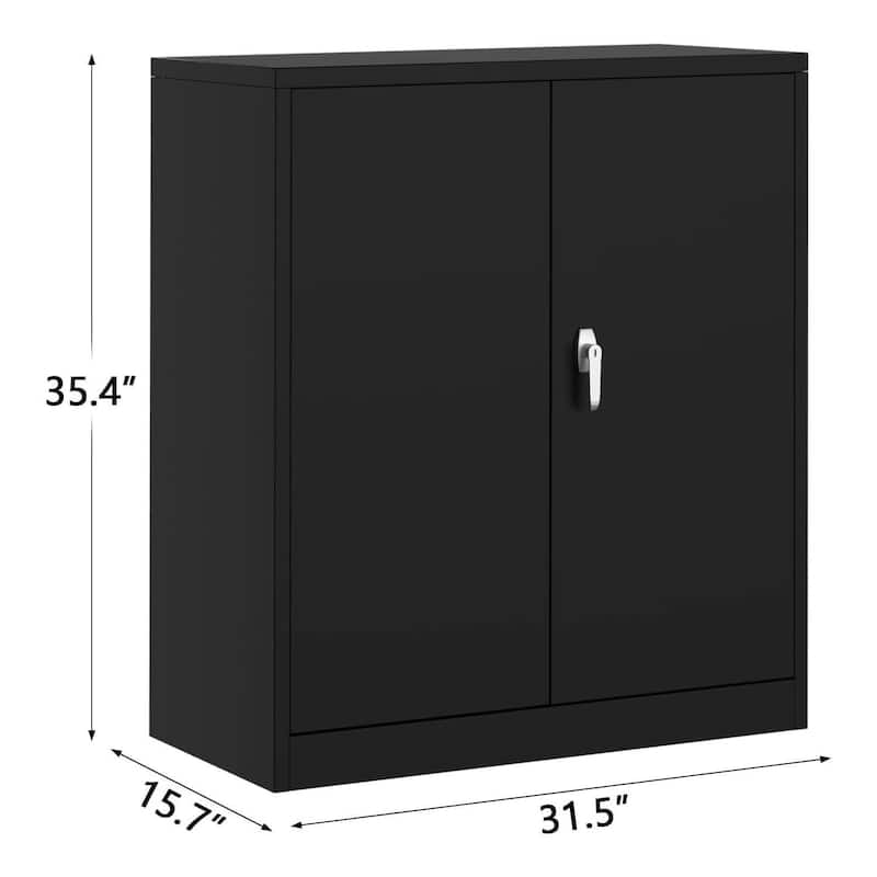 35.4" Metal Storage Cabinet with Lock with Adjustable Shelf for Garage, Workshop, Home - N/A