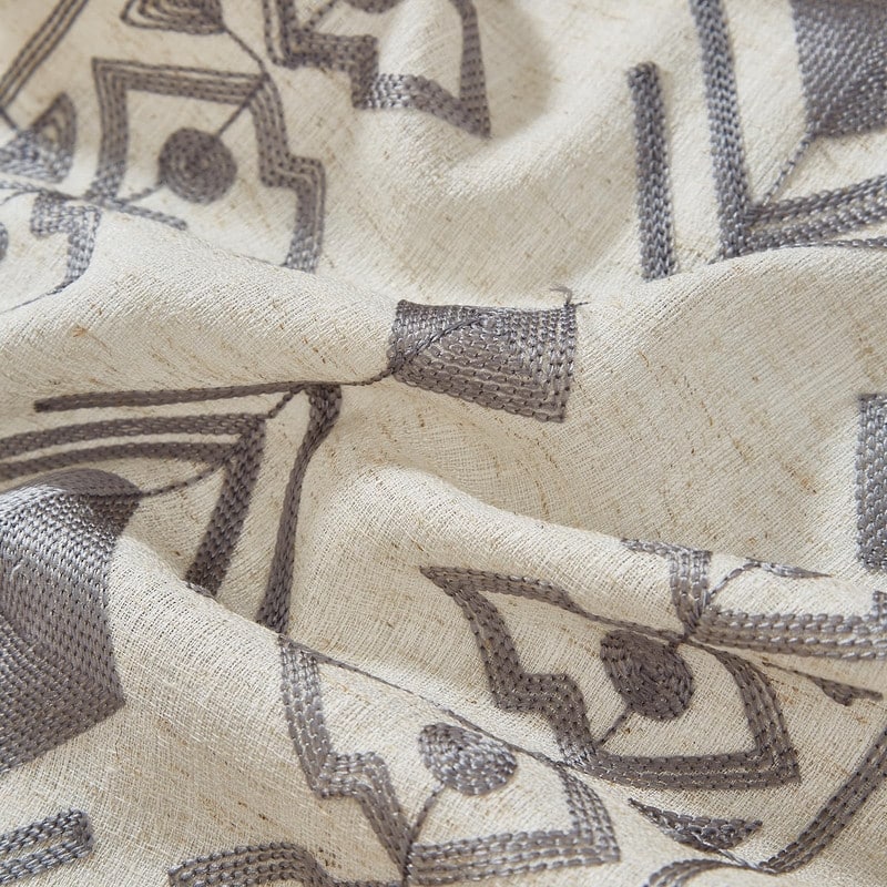 Vintage Farmhouse Curtains Boho Embroidered, 2 Panels