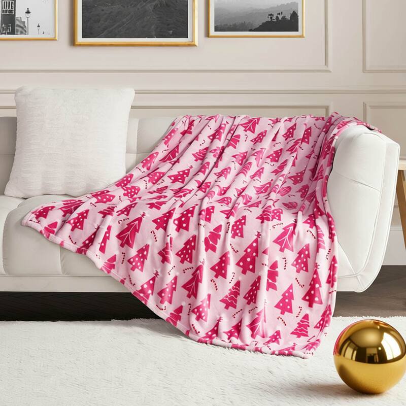 Juicy Couture Holiday Plush Throw Blankets - 50" x 70" - Pink