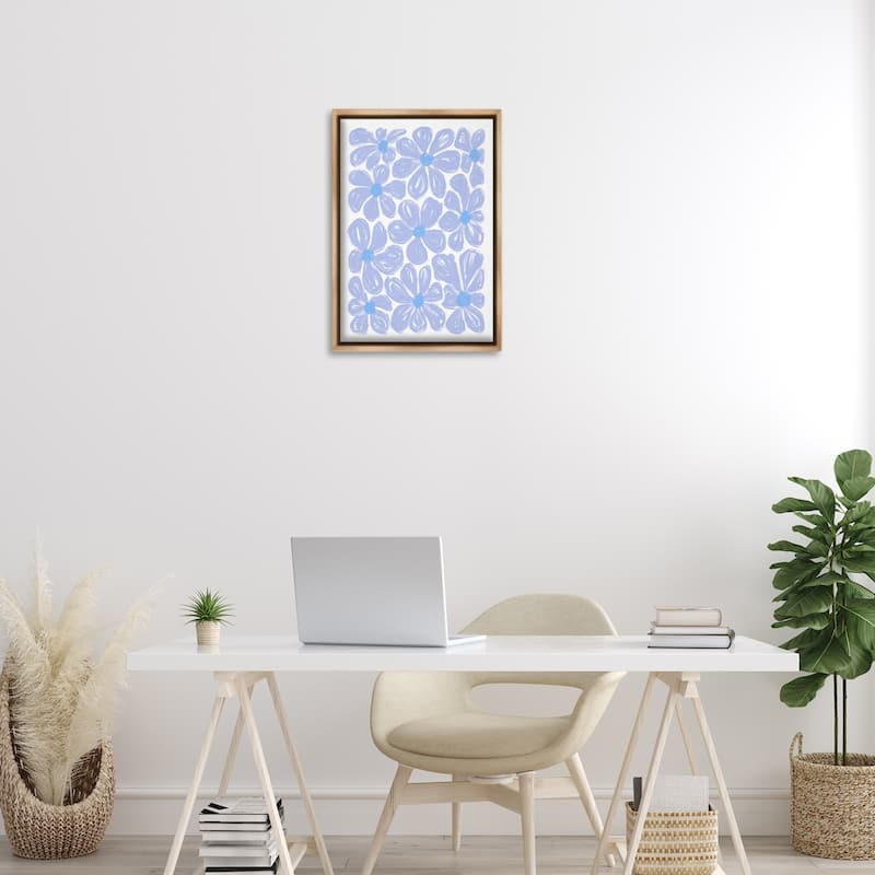 Stupell Blue Blooms Patterned Framed Floater Canvas Wall Art Design By Martina Pavlova