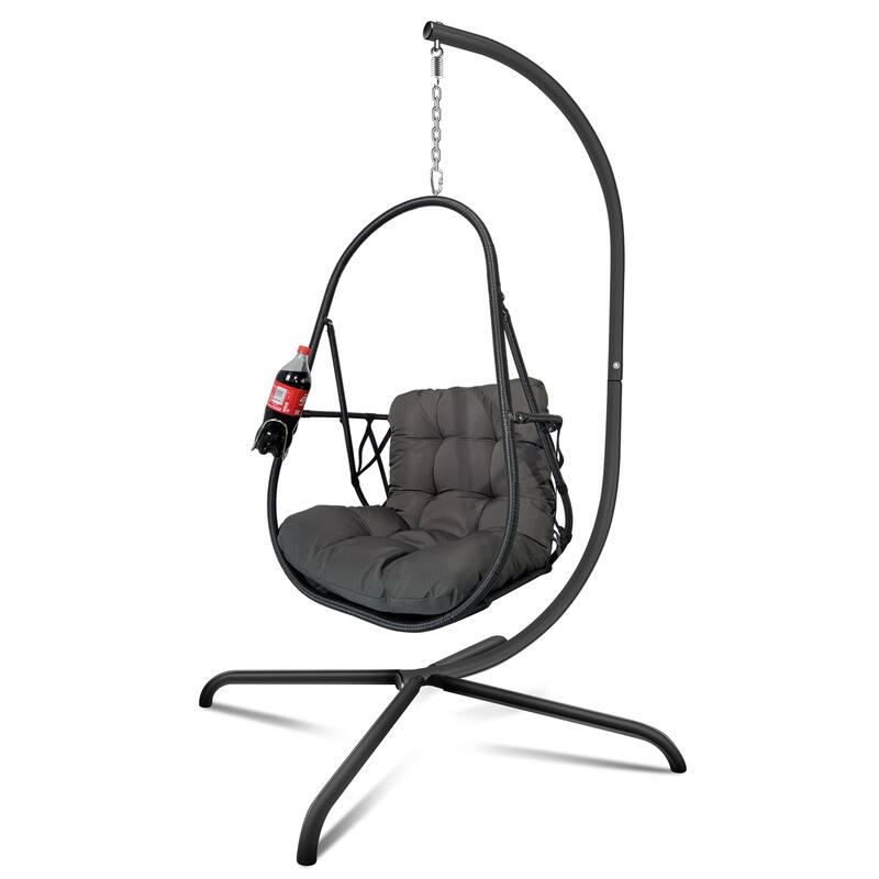 Hanging Swing Egg Chairs Foldable Hanging Basket Chair with Cup Holder