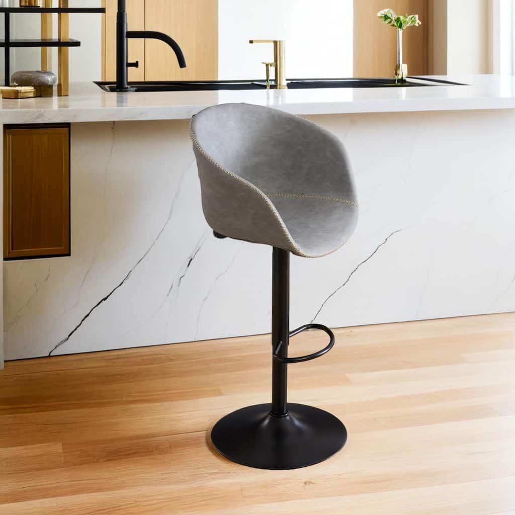 Adjustable Swivel Bar Stools, Mid-Century Modern PU Leather Upholstered Counter Height Bar Stool, 1 chair/1carton