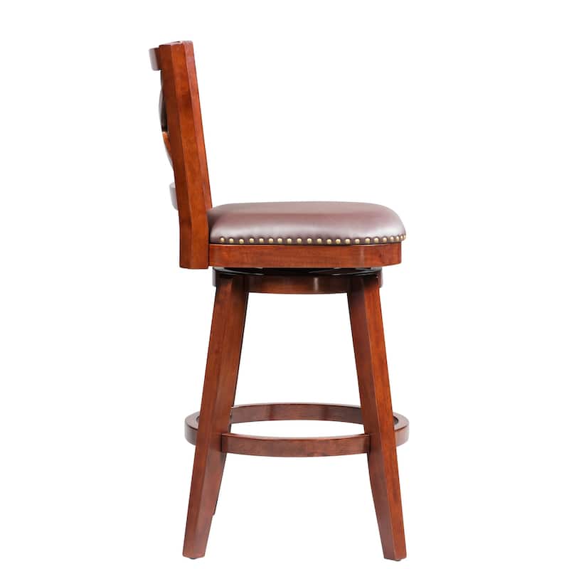 Broadmoor Cherry Brown Swivel Armless Wood Stool