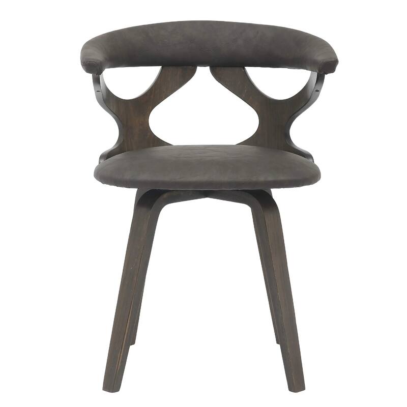 Klyne Leather Dining Chair with Poplar Wood Frame - Mid-Century Wooden Accent Chair with Swivel Base Set of 4