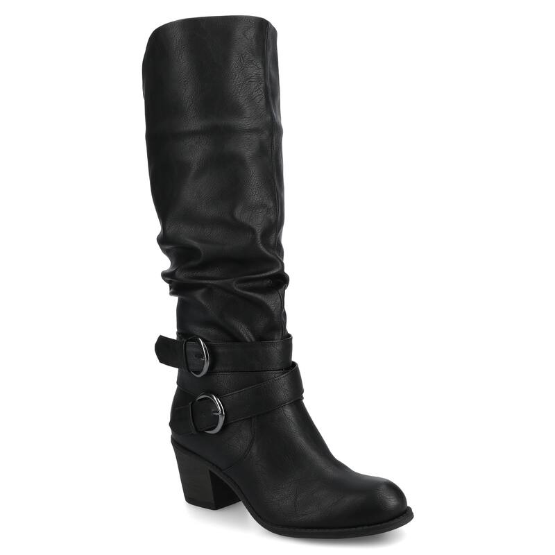 Journee Women's Late Medium and Wide Width Boots - Medium - Black - 8.5