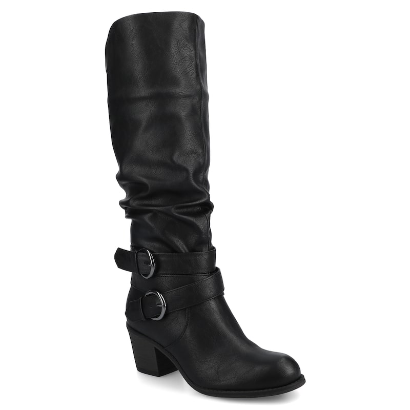 Journee Women's Wide Calf Late Medium and Wide Width Boots - Medium - Black - 7