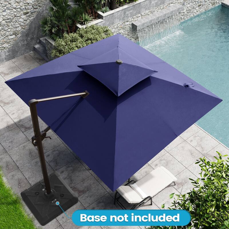 Outdoor 10FT Square Offset Cantilever Patio Umbrella 360-Degree Rotation