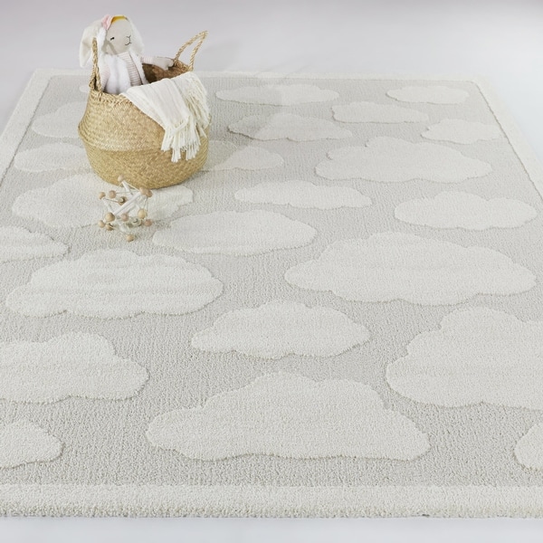 slide 2 of 5, Mod-Tod Cumulus Kids Cloud Area Rug 4'4" x 6' - Cream