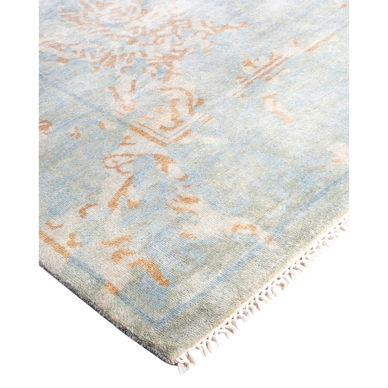 Ikat One-of-a-Kind Hand-Knotted Area Rug, Blue - 9' 4" x 11' 10"