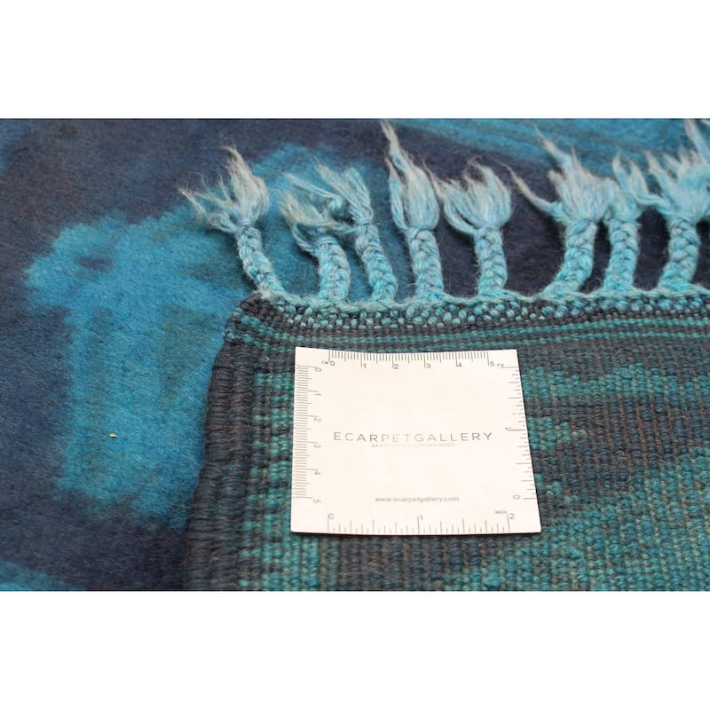 ECARPETGALLERY Hand-knotted Color Transition Teal Wool Rug - 2'9 x 6'9