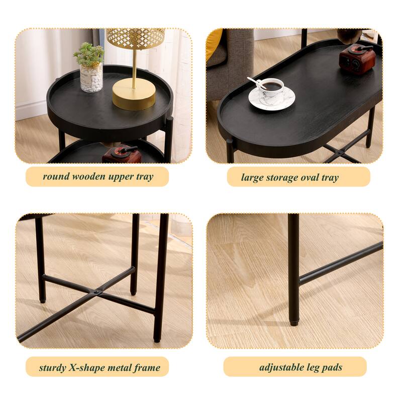 2-Tier Side Table with Storage Sofa Table / End Table