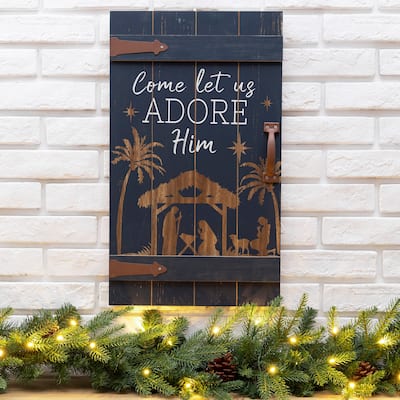 Glitzhome 24"H Wooden Nativity Wall Decor