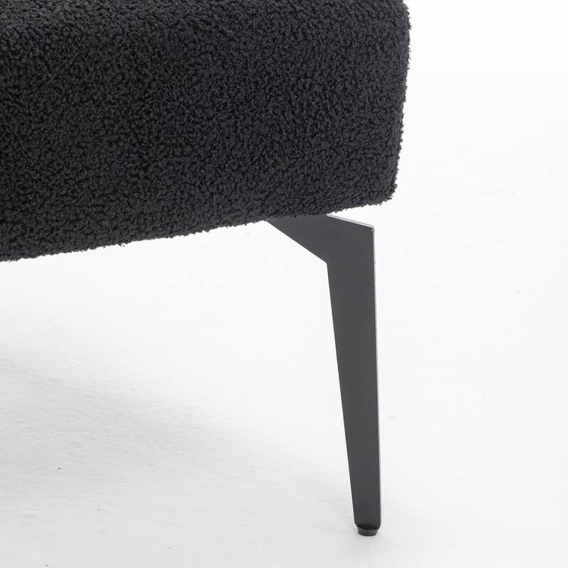 SEYNAR Modern Armless Faux Sherpa Accent Chair with Metal Legs