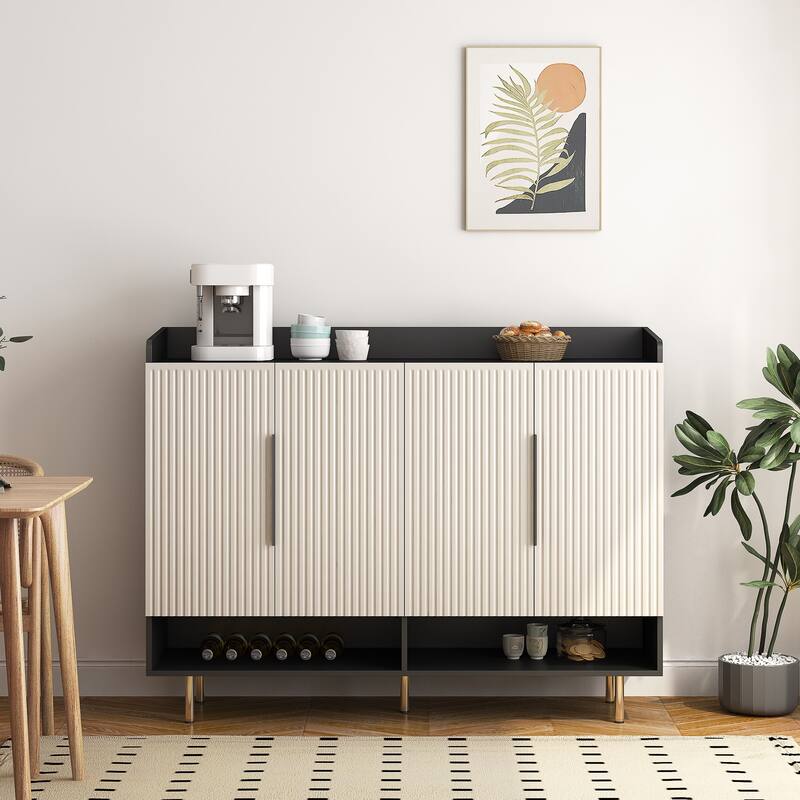 Modern Shoe Cabinet with 4 Doors, Shoe Storage Organizer with Adjustable Shelves for Entryway