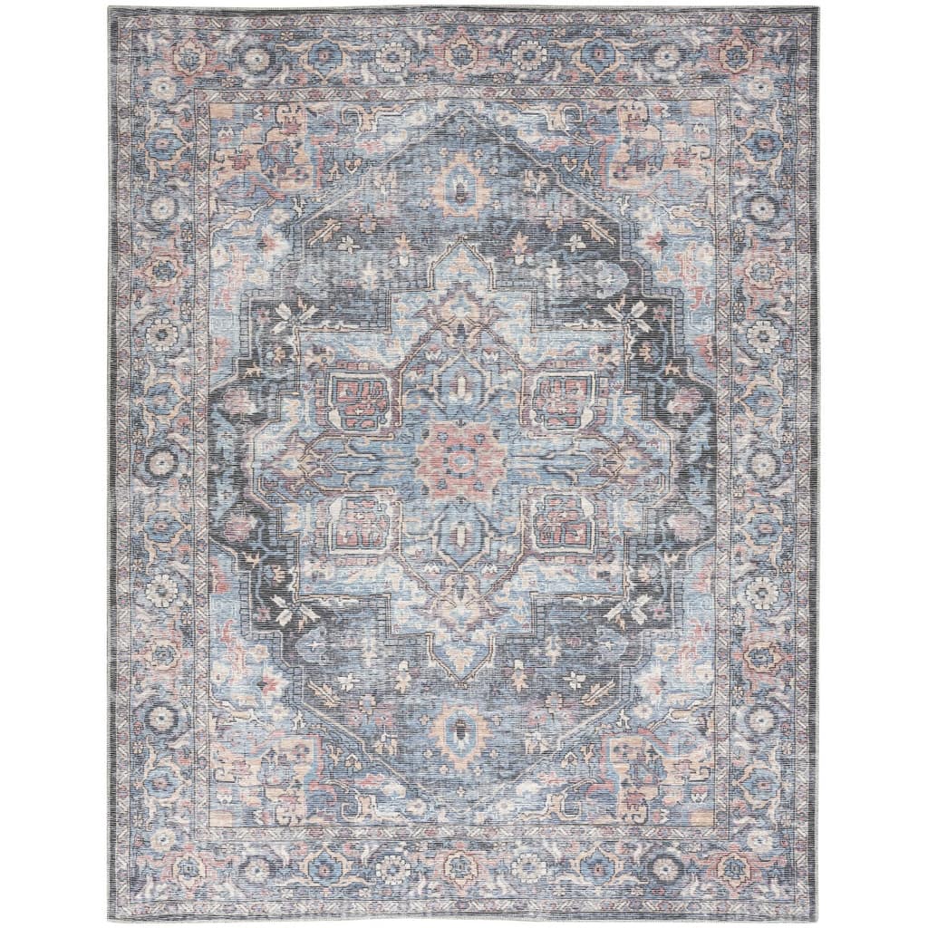 Roni Power Loomed Distressed Floral Area Rug By HomeRoots - 8' x 10'
