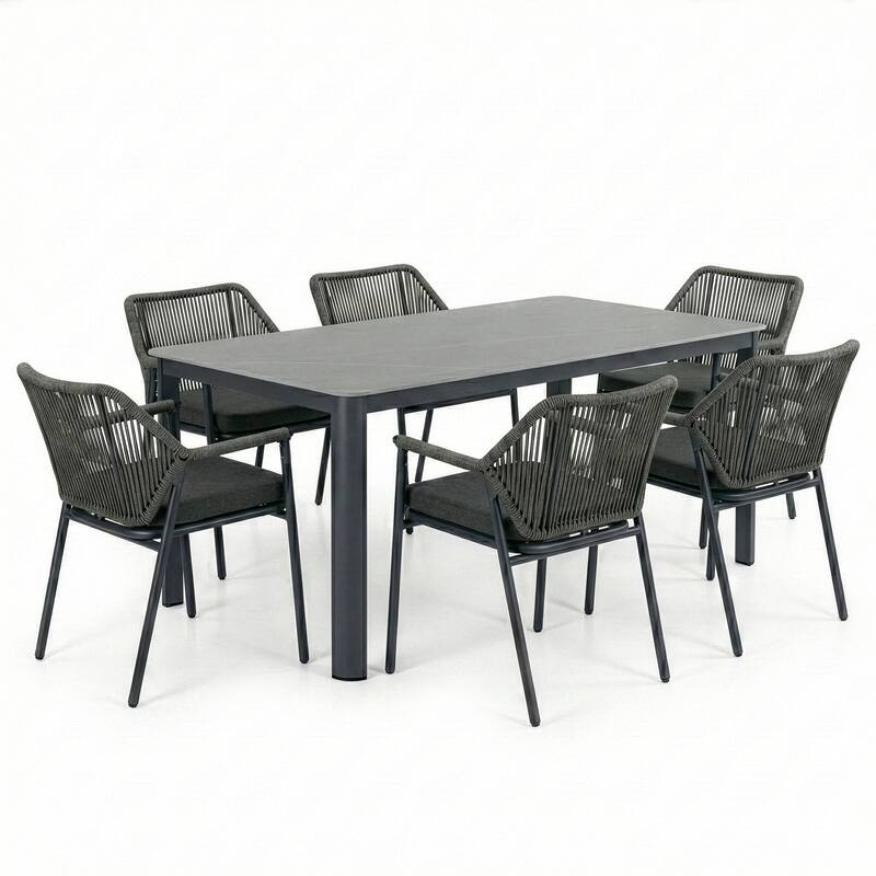 Bisera Grey Outdoor Dining 6 Seats Set
