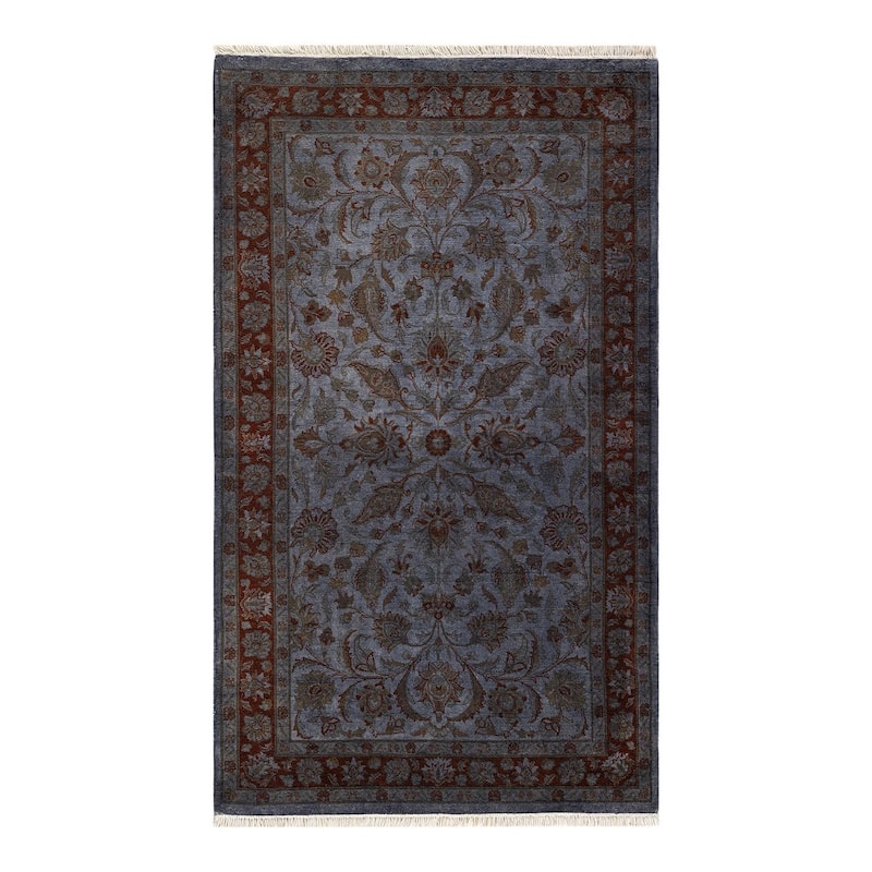 Overton Hand Knotted Wool Vintage Inspired Modern Contemporary Overdyed Gray Area Rug - 3' 1" x 5' 3"
