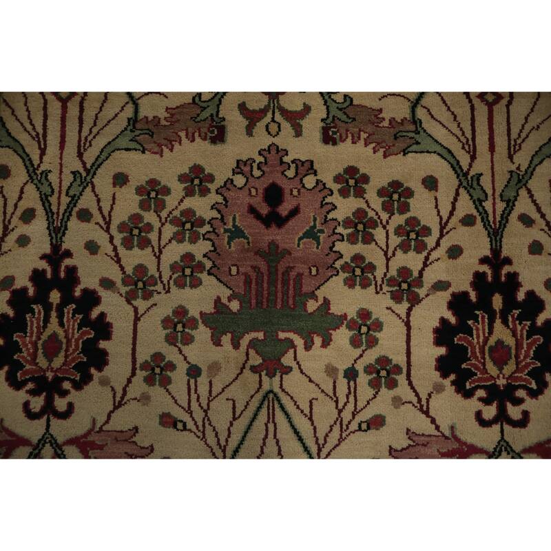 Hand Knotted Oriental 100% Wool Carpet Traditional All-Over Beige & Ivories Agra Area Rug - 11' 9'' X 8' 9''