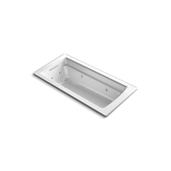 KOHLER Archer 66 in. Rectangular Drop-in Whirlpool Bathtub in White