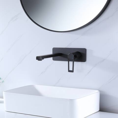 Single Handle Two Holes Wall Mounted Modern Bathroom Faucet With Deck Plate