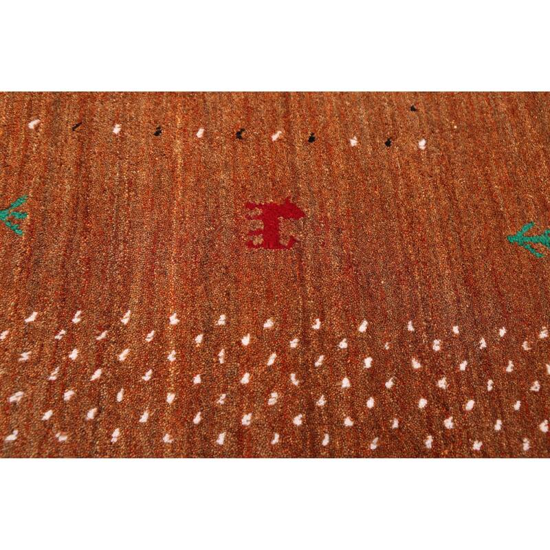 ECARPETGALLERY Hand Loomed Kashkuli Gabbeh Burnt Orange Wool Rug - 5'1 x 7'9