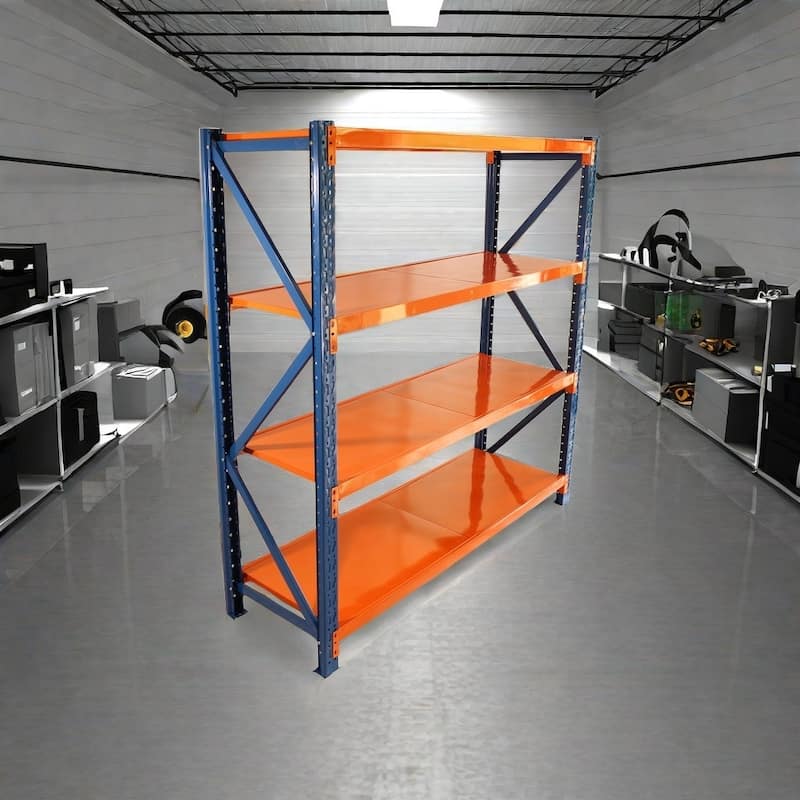 4-Tier Heavy Duty Storage Shelf Steel Rack Adjustable Height for Workshop and Warehouse - 78.66”L x 23.82”W x 78.74”H