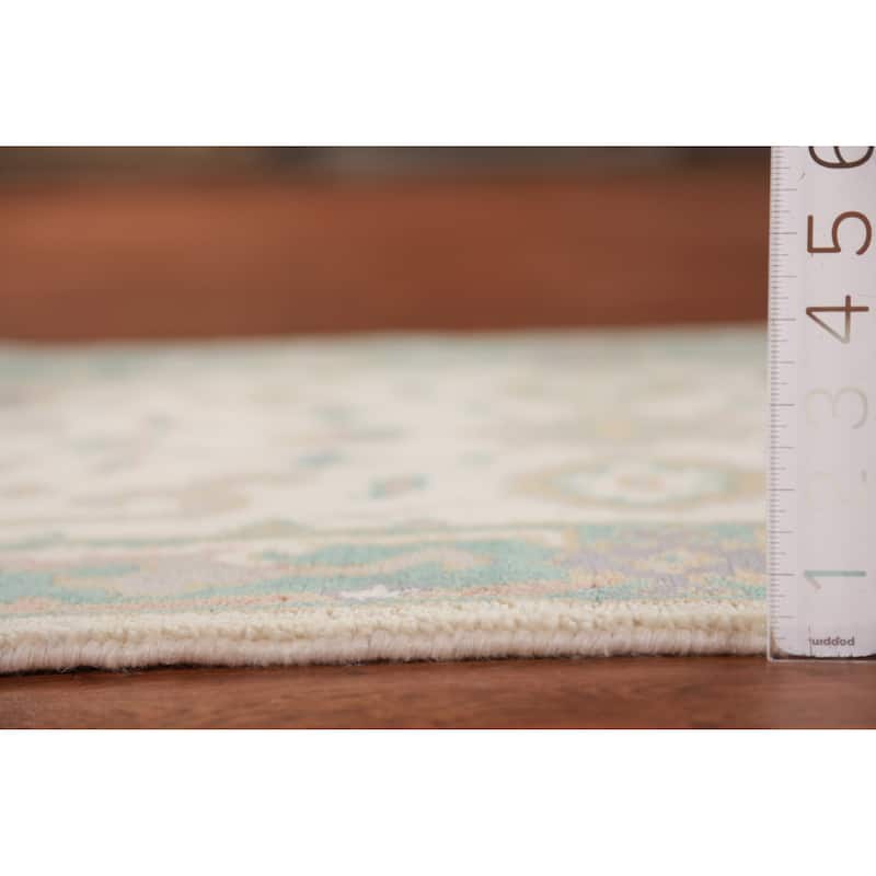 Ivory Oushak Oriental Runner Rug Hand-Knotted Wool Carpet - 2'7"x 7'11"