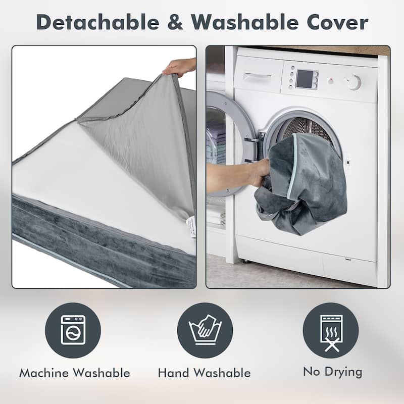 Orthopedic Dog Bed with Headrest and Removable Washable Cover-Grey - 40" x 32" x 12"