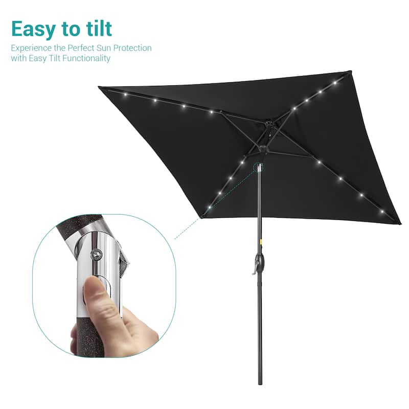 BONOSUKI 6.5x6.5Ft LED Patio Market Umbrella Weather-Resistant Frame