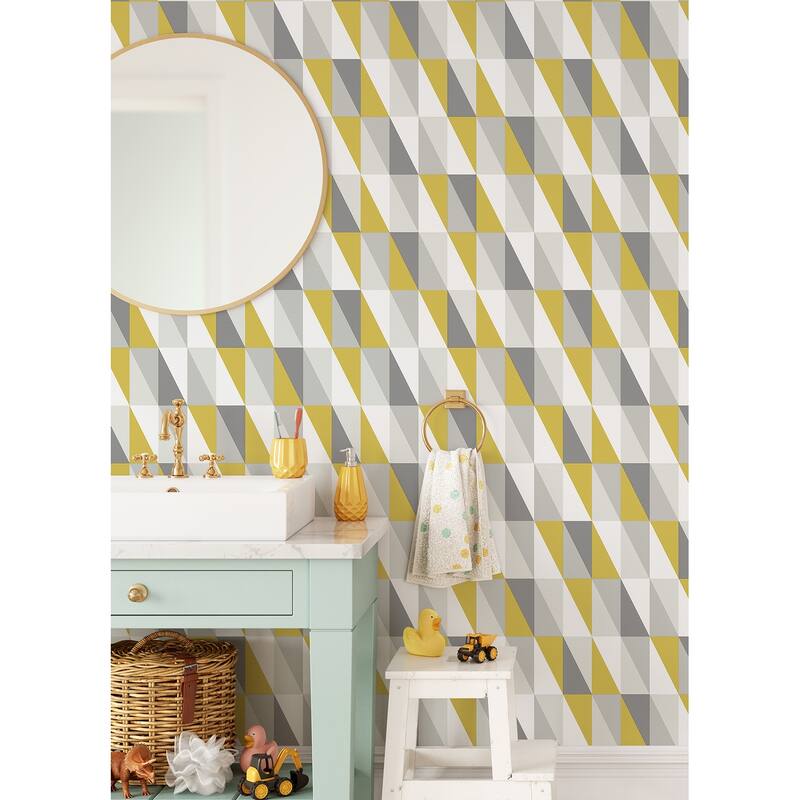 Chesapeake Inez Mustard Geometric Wallpaper - 20.9 x 396 x 0.025